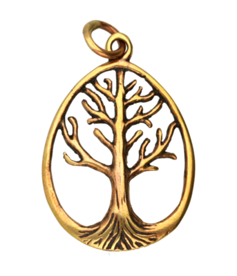 Bronzen Levensboom bol ovaal kettinghanger