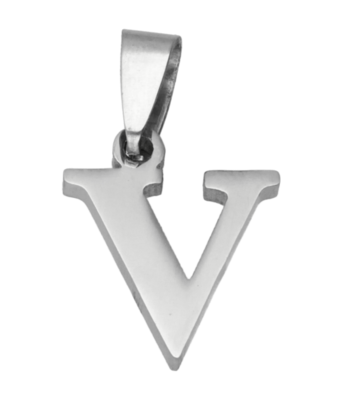 RVS Letter V ketting hanger - edelstaal