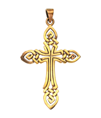 Bronzen Keltisch Kruis met afgeronde hoeken kettinghanger