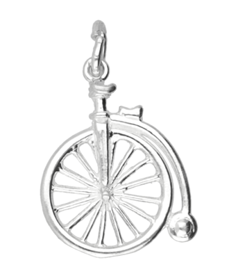 Zilveren Velocipede fiets ketting hanger - antiek