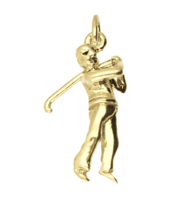 Gouden Golfspeler ketting hanger