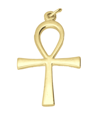 Gouden Ankh kruis XL ketting hanger