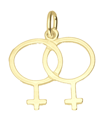 Gouden Vrouw-Vrouw teken ketting hanger