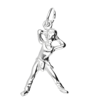 Zilveren Fitness vrouw ketting hanger - staand