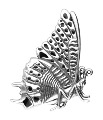 Zilveren Vlinder met zwart emaille kettinghanger