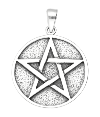 Zilveren Pentagram massief in ring kettinghanger