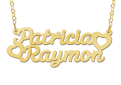 Gouden Naamketting lettertype Patricia - hart - Raymon