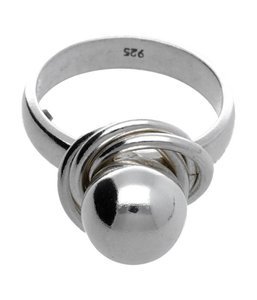 Zilveren Ring design met bol en 2 losse ringetjes