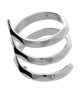 Zilveren Ring design open met facet geslepen randen