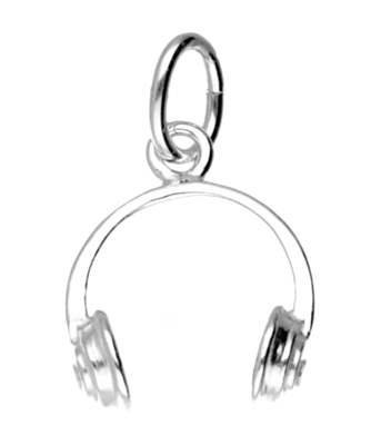 Zilveren Koptelefoon kettinghanger