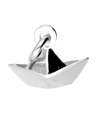 Zilveren Boot origami klein kettinghanger