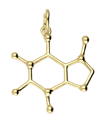 Gouden Cafeïne scheikundige molecuul formule kettinghanger