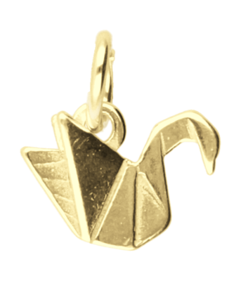Gouden Zwaan origami klein kettinghanger
