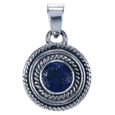 Zilveren Lapis lazuli edelsteen rond facet geslepen kettinghanger