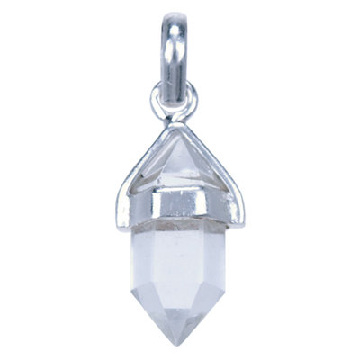 Zilveren Kristal edelsteen met potlood vatting kettinghanger