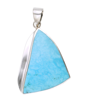 Zilveren Turkoois Turquoise edelsteen driehoek groot - 1 kettinghanger