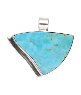 Zilveren Turkoois Turquoise edelsteen driehoek groot - 2 kettinghanger