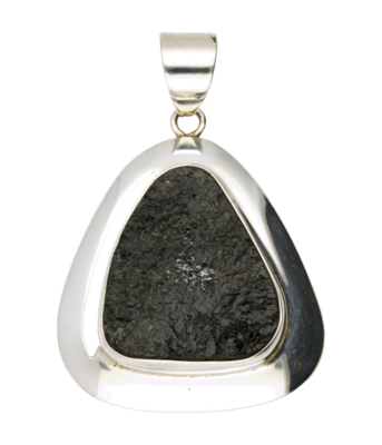 Zilveren Zwarte Toermalijn edelsteen driehoek XL kettinghanger