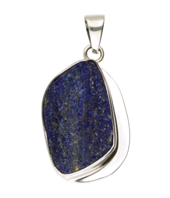Zilveren Lapis Lazuli edelsteen ruw vrije vorm groot hanger