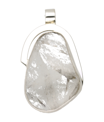 Zilveren Bergkristal edelsteen ruw vrije vorm XL hanger