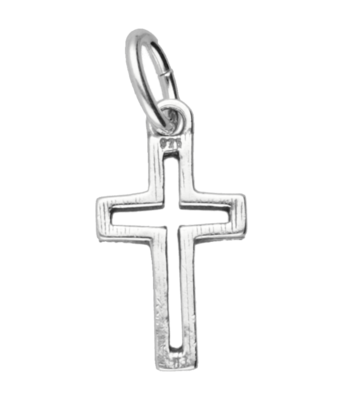 Zilveren Kruis open strak klein hanger