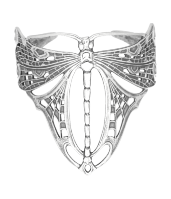 Zilveren Libelle opengewerkt Art Nouveau Jugendstil Klemarmband 17-19 cm
