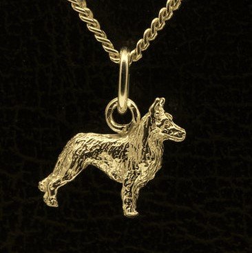 Gouden Tervuerense herder hond hanger - klein
