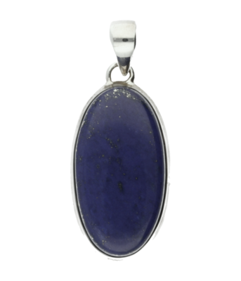 Zilveren Lapis Lazuli edelsteen ovaal groot hanger