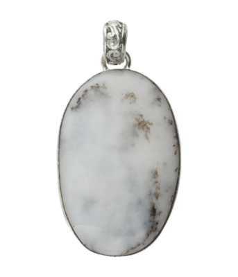 Zilveren Dendriet Opaal edelsteen ovaal groot hanger