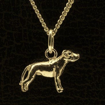 Gouden Amerikaanse Bulldog ongecoupeerd met staart ketting hanger - klein