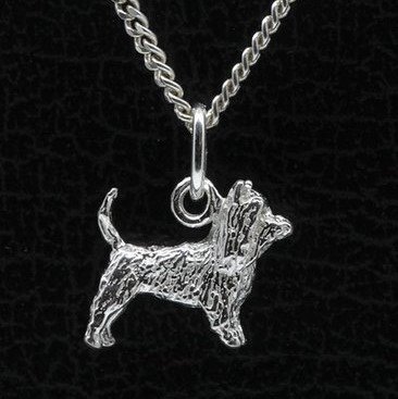 Zilveren Australische terrier met staart ketting hanger - klein