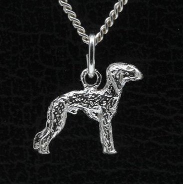 Zilveren Bedlington terrier ketting hanger - klein