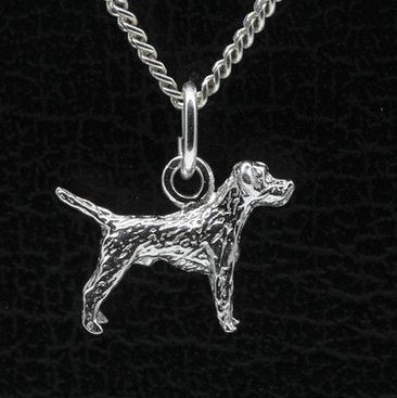 Zilveren Border terrier ketting hanger - klein