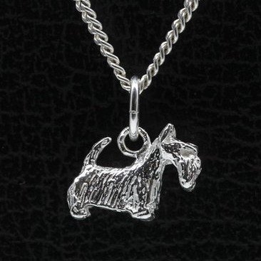 Zilveren Schotse terrier ketting hanger - klein