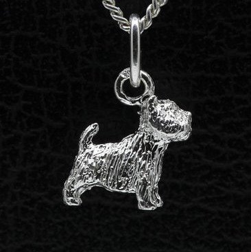 Zilveren West highland white Terrier ketting hanger - klein