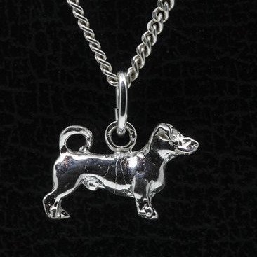 Zilveren Jack russell terrier gladhaar met staart ketting hanger - klein