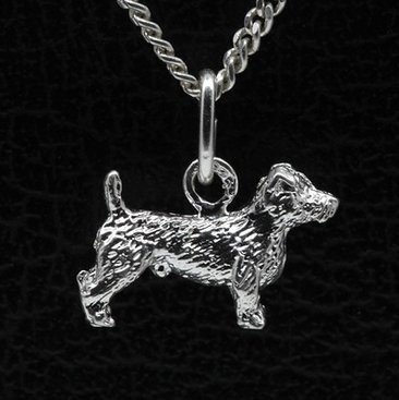 Zilveren Jack russel Terrier ruwhaar ketting hanger - klein