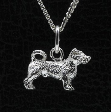 Zilveren Jack russell terrier ruwhaar met staart ketting hanger - klein
