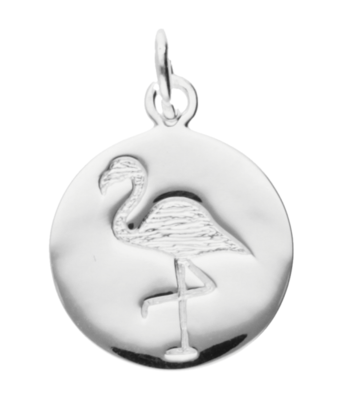 Zilveren Flamingo rond kettinghanger