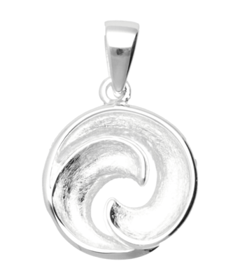 Zilveren Spiraal 3D mat en glans kettinghanger
