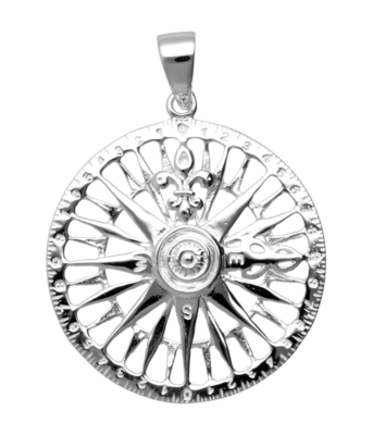 Zilveren Kompas met fleur de lis kettinghanger