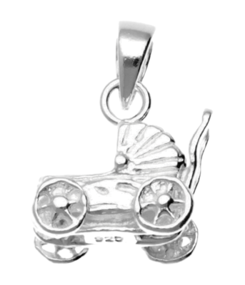 Zilveren Kinderwagen kettinghanger