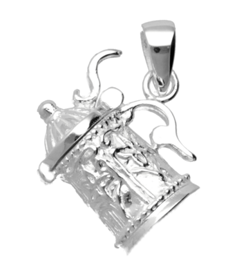 Zilveren Bierpul met scharnierend deksel kettinghanger