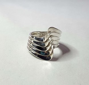 Zilveren brede ring Modern met wave