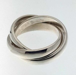Zilveren Ring bestaande uit 3 brede, losse bolle ringen