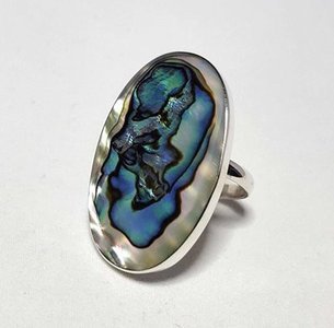 Zilveren Ring met abelone schelp