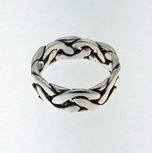 Zilveren Ring met brede platte vlecht