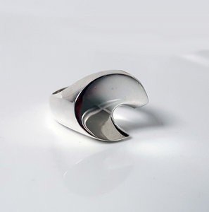 Zilveren Ring modern abstract
