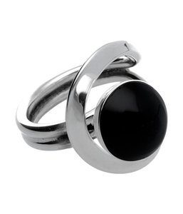 Zilveren Ring open met onyx