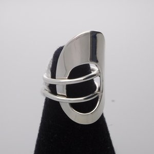 Zilveren Ring ovaal met 2 ringen opengewerkt